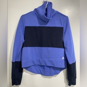 Adidas sport to street purple colorblock turtleneck crop sweatshirt size small